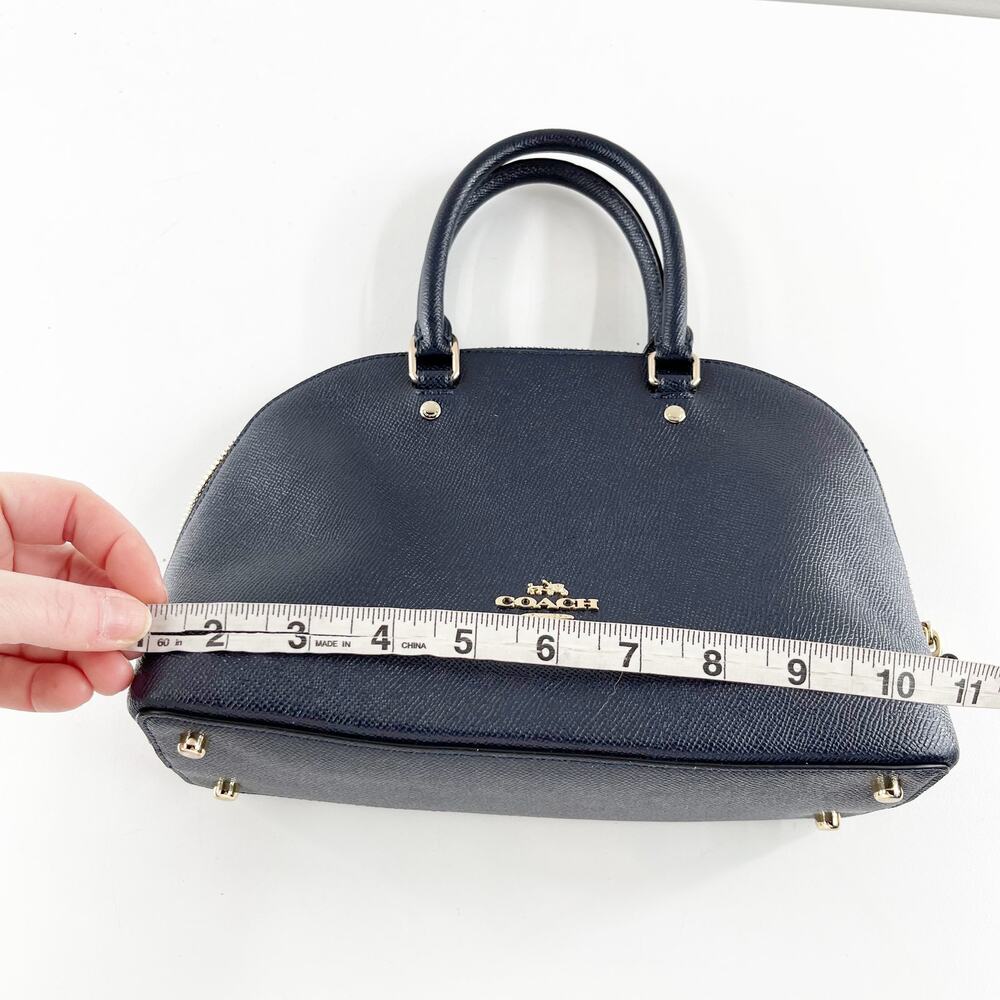 Coach Mini Sierra Leather Satchel Dome Purse Navy Blue - Picture 8 of 8